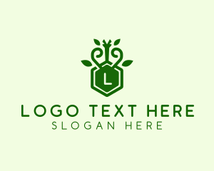 Science - Leaf Vine Hexagon logo design