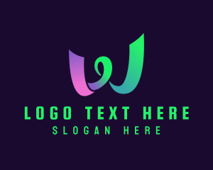 Letter W - Swirly Ribbon Letter W logo design