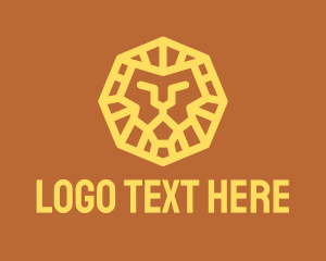 Octagon - Yellow Geometric Lion logo design