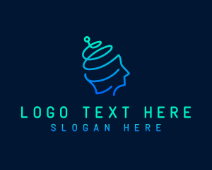 Iq - Digital AI Head logo design