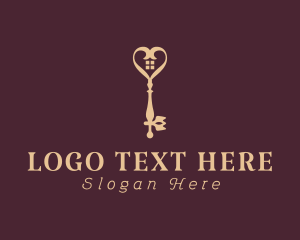 Vintage - Heart House Key logo design