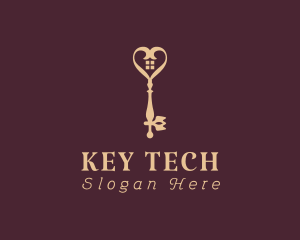 Heart House Key logo design