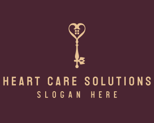 Heart House Key logo design