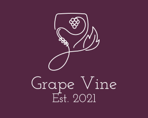 Grape Wine Glass logo design