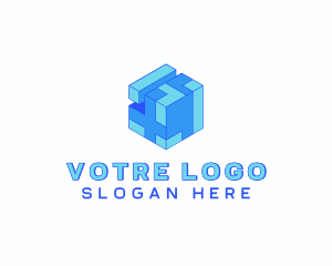 Puzzle - Tech Cube Puzzle Block logo design