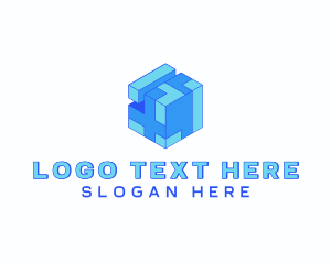 Block - Tech Cube Puzzle Block logo design