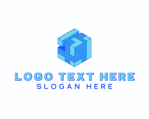 Tech Cube Puzzle Block Logo