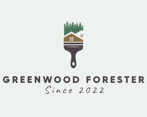 Forest House Paintbrush logo design