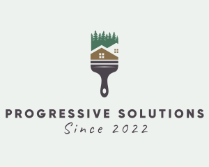 Improvement - Forest House Paintbrush logo design