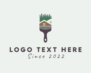 Paint - Forest House Paintbrush logo design