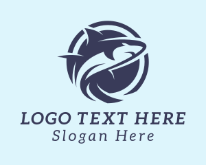 Zoology - Surfing Shark Aquatic logo design