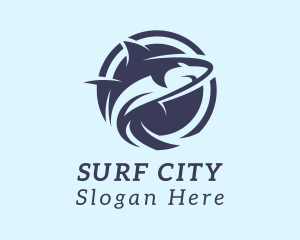 Surfing Shark Aquatic  logo design