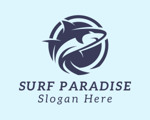 Surfing Shark Aquatic  logo design