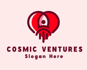 Space - Space Rocket Heart logo design