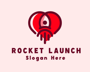 Rocket - Space Rocket Heart logo design