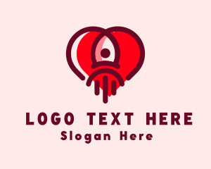 Valentine - Space Rocket Heart logo design