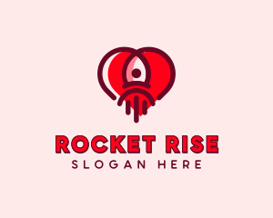 Space Rocket Heart logo design