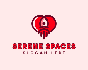 Space Rocket Heart logo design