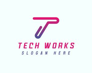 Modern Tech Network Letter T logo design