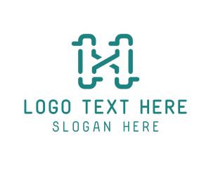 Digital Tech Letter XH logo design