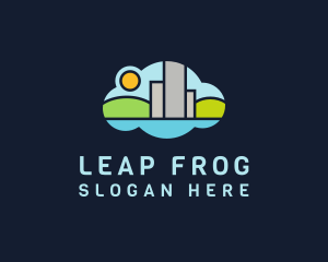 Frog Cloud Cityscape logo design