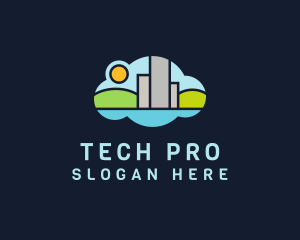 Frog Cloud Cityscape logo design