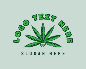 Marijuana - Smiling Weed Plant logo design