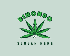 Natural - Smiling Weed Plant logo design