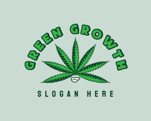 Smiling Weed Plant logo design