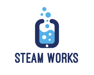 Steam - Smartphone Water Bubbles logo design