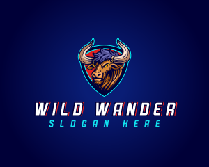 Wild Bull Shield Gaming logo design