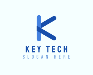 Rounded Blue Letter K logo design