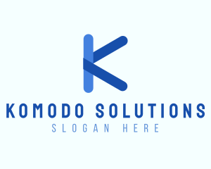 Rounded Blue Letter K logo design