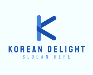 Rounded Blue Letter K logo design