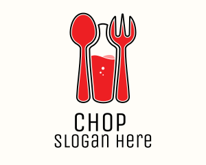 Eatery - Red Spoon Bottle Fork logo design