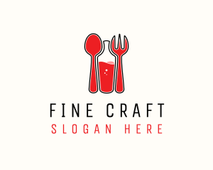 Red Spoon Bottle Fork logo design