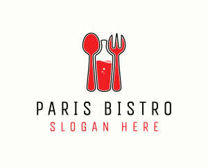 Red Spoon Bottle Fork logo design