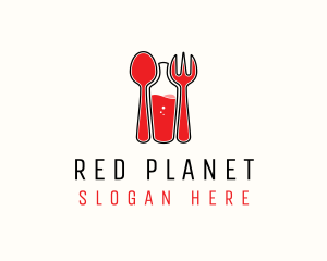 Red Spoon Bottle Fork logo design