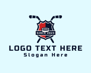 Hockey Stick - Hockey Sports Shield logo design