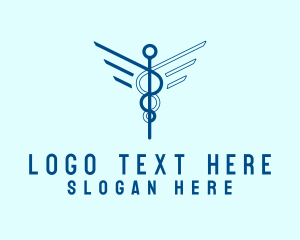 First Aid - Blue Medical Caduceus logo design