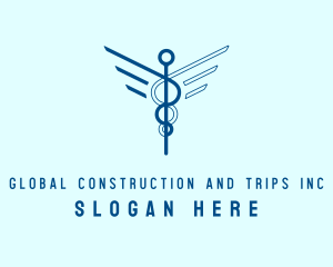 Health - Blue Medical Caduceus logo design