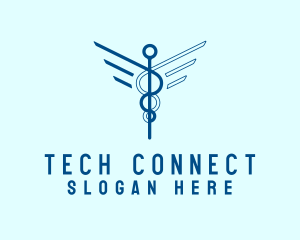 Treatment - Blue Medical Caduceus logo design