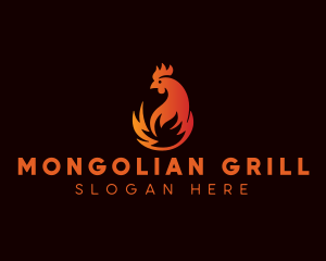 Chicken Flame Grill logo design