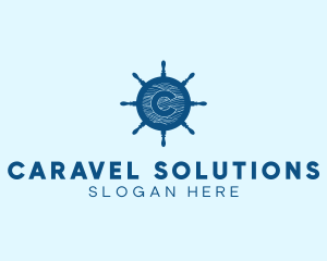 Caravel - Sailor Wheel Wave logo design
