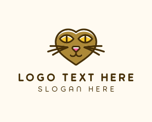 Pet Store - Heart Cat Head logo design