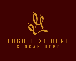 Lux - Gold Letter M Ribbon logo design