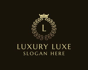 Luxury Crown Wreath Royalty logo design