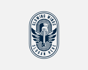 Mechanical Piston Wings logo design