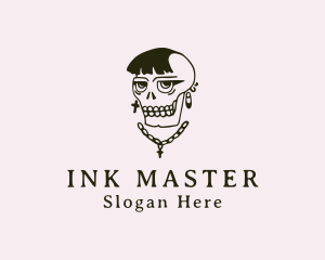 Skull Necklace Accessory logo design