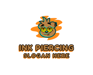 Piercing - Bear Streamer Piercing logo design